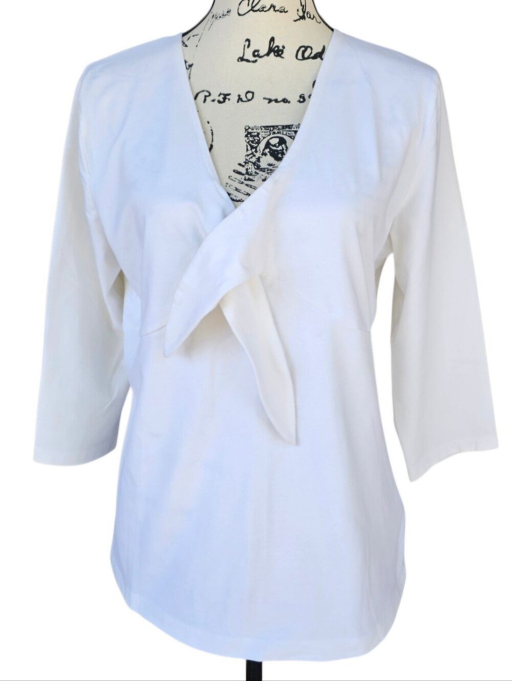 Ralph Lauren White Tie-Neck Women's Blouse - Picture 2 of 7